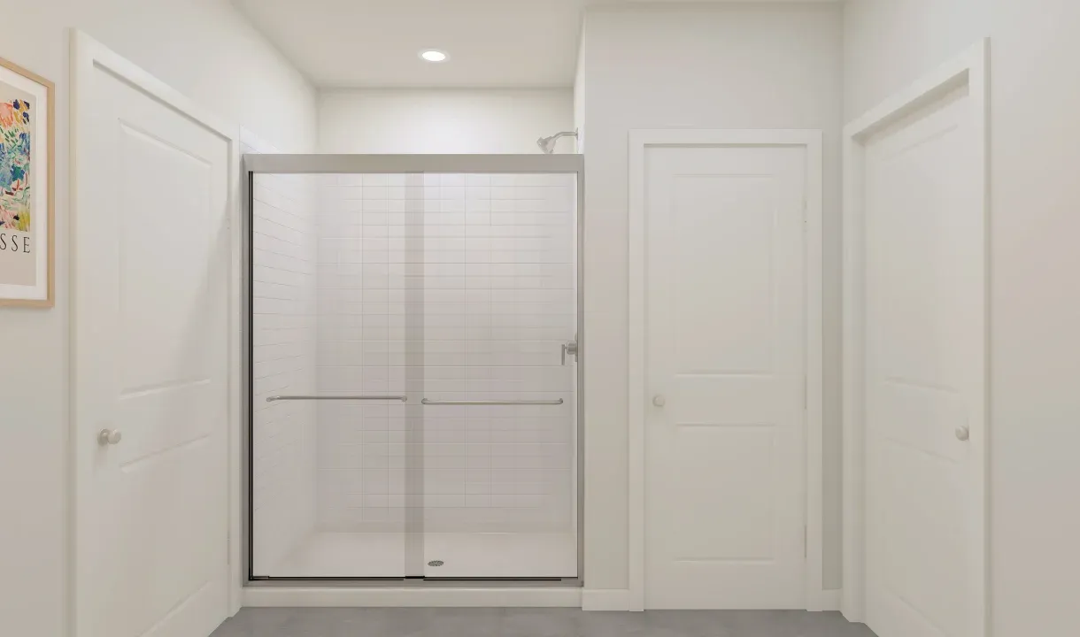 Glass shower enclosure in primary bath