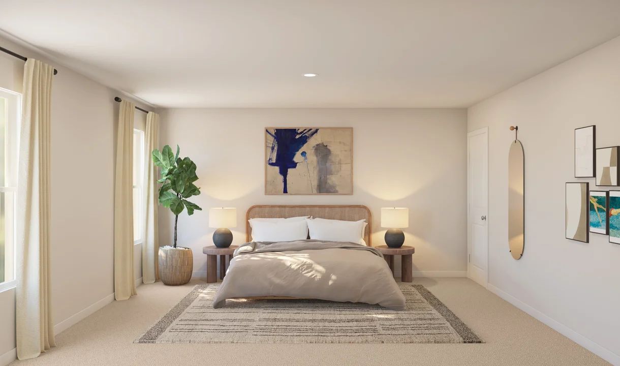 Primary suite with plush carpeting