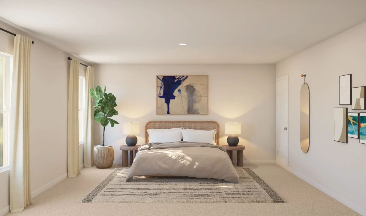Primary suite with plush carpeting