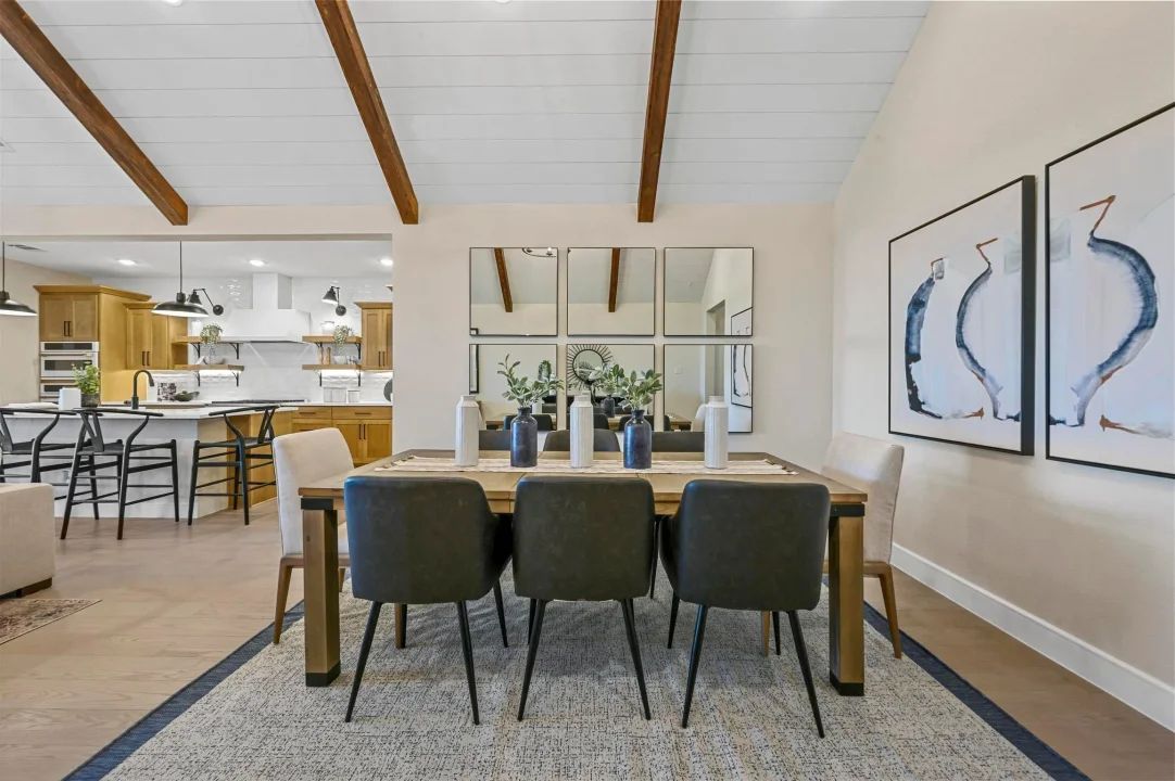 Dining area with vaulted ceiling