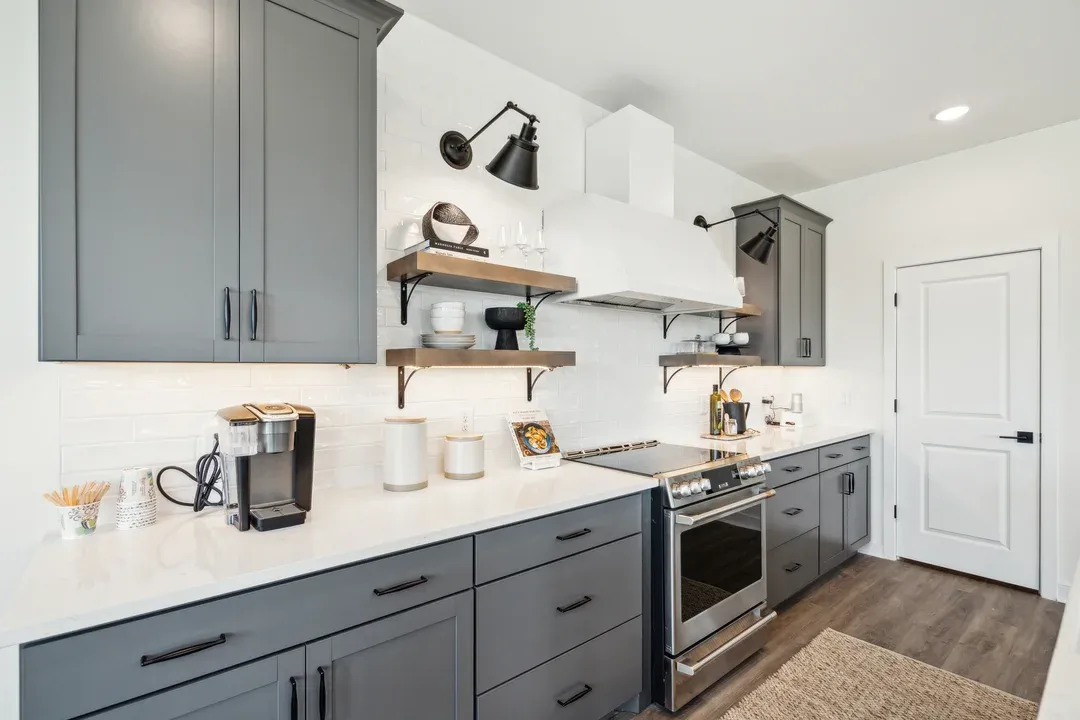 Kitchen with floating shelves