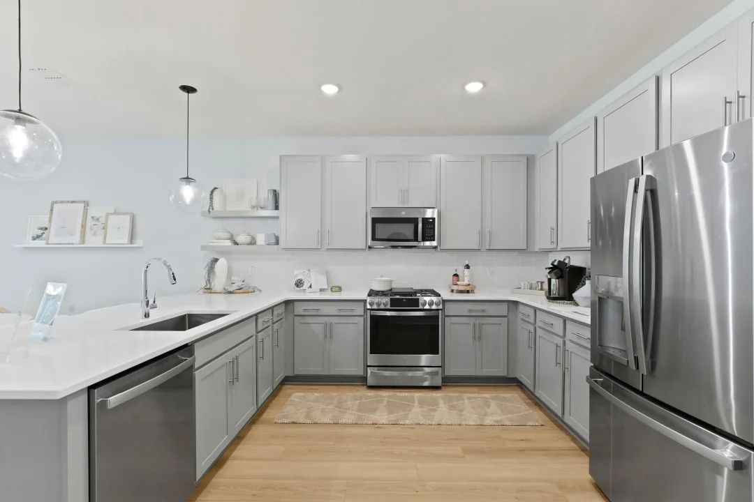 Kitchen with floating shelves