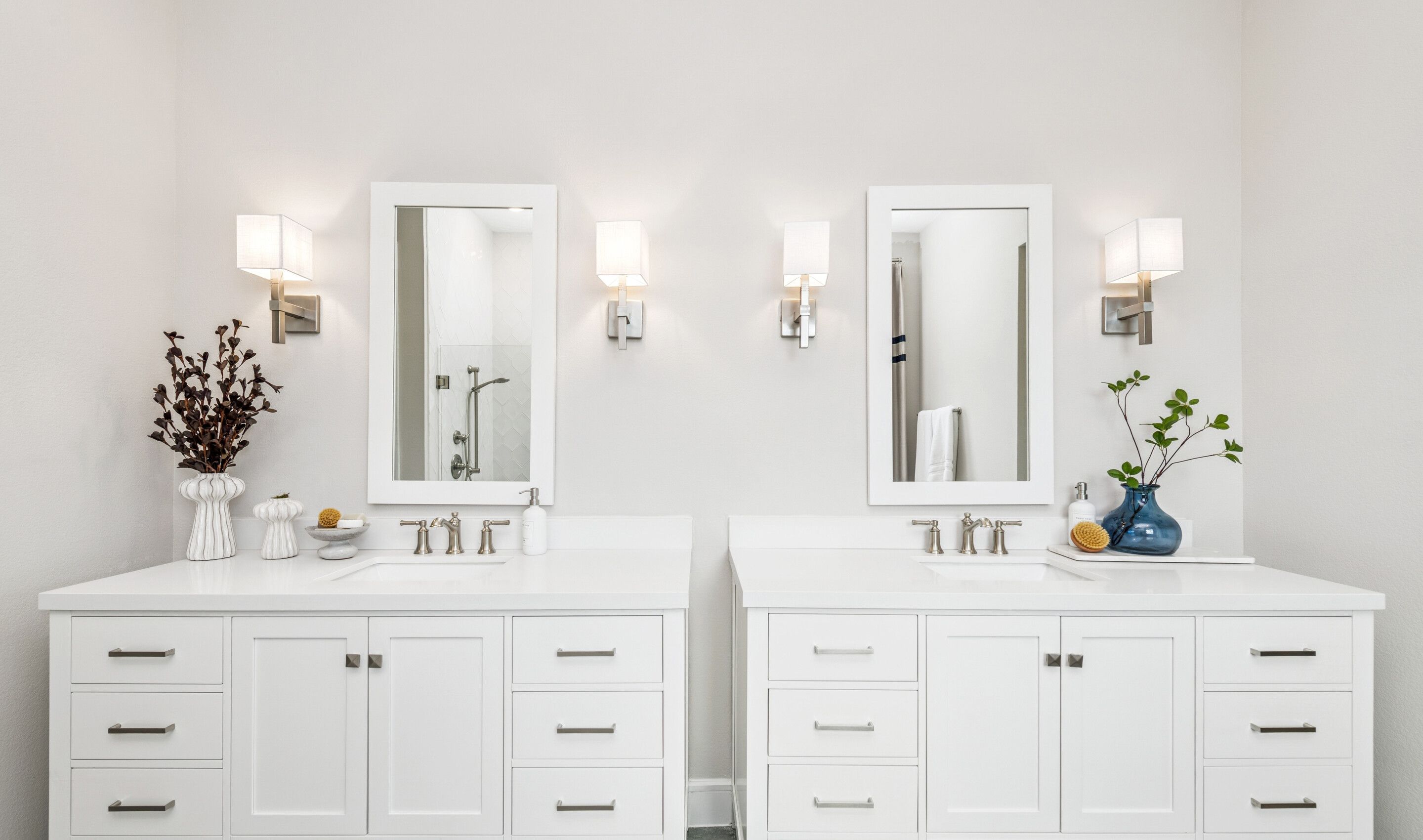 Primary bath with dual vanities