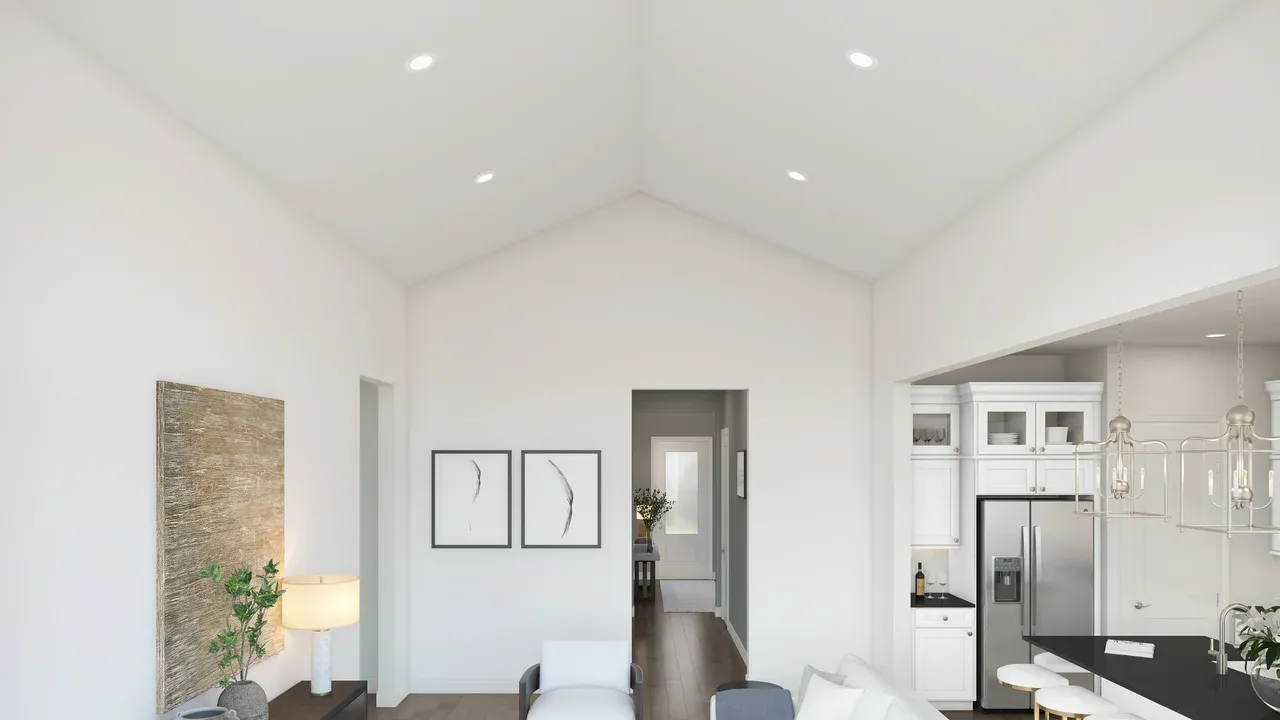 Vaulted ceiling in great room