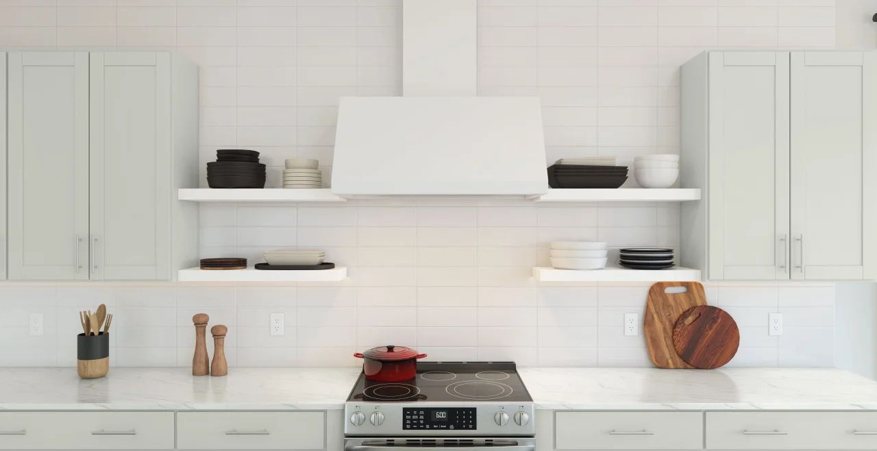 Kitchen with floating shelves