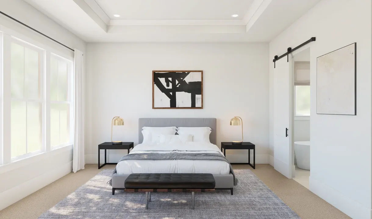 Primary suite with tray ceiling