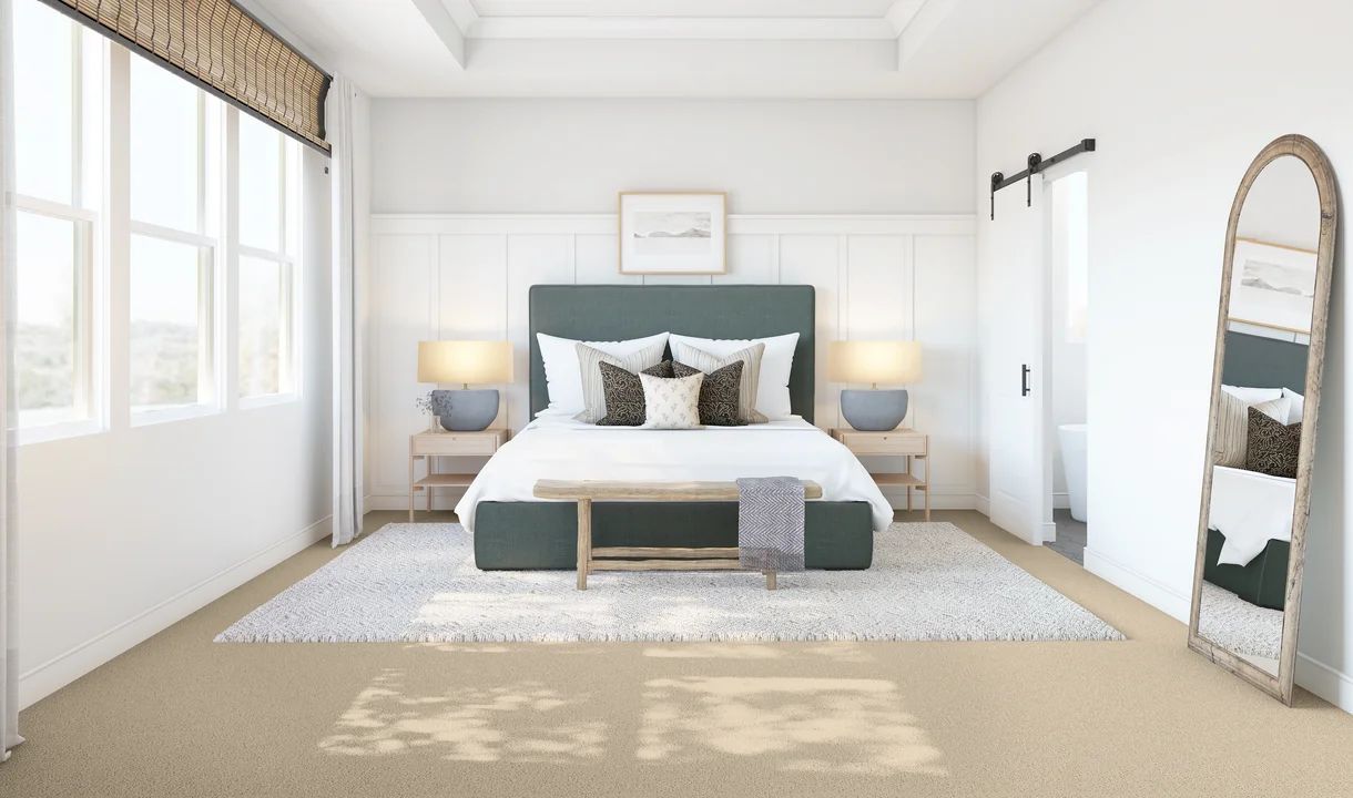 Primary suite with decorative feature wall