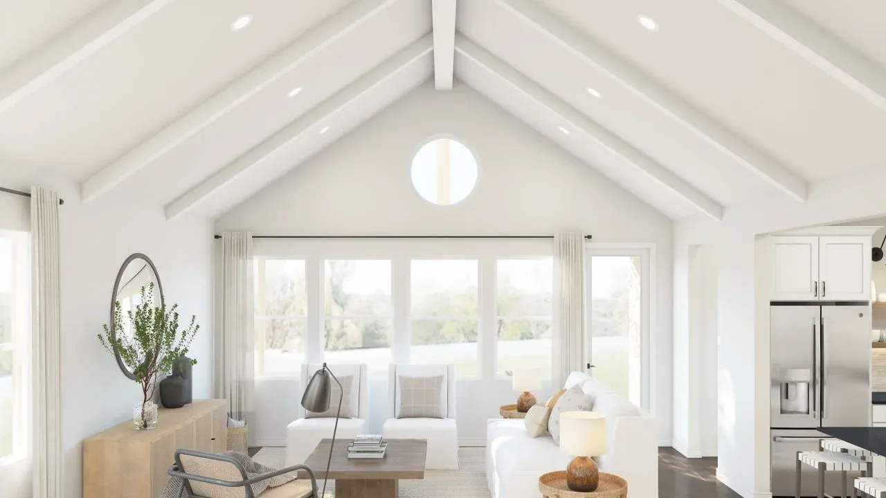 Vaulted ceiling in great room