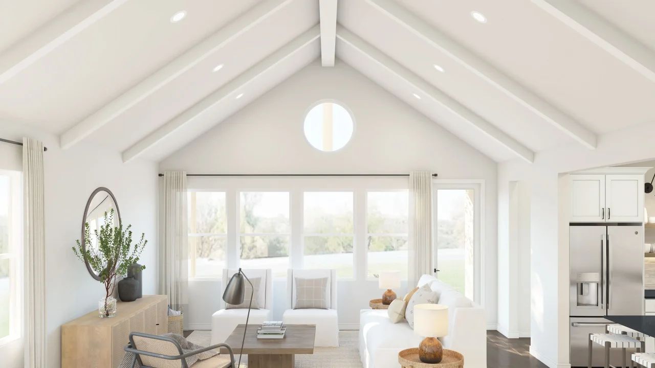 Vaulted ceiling in great room