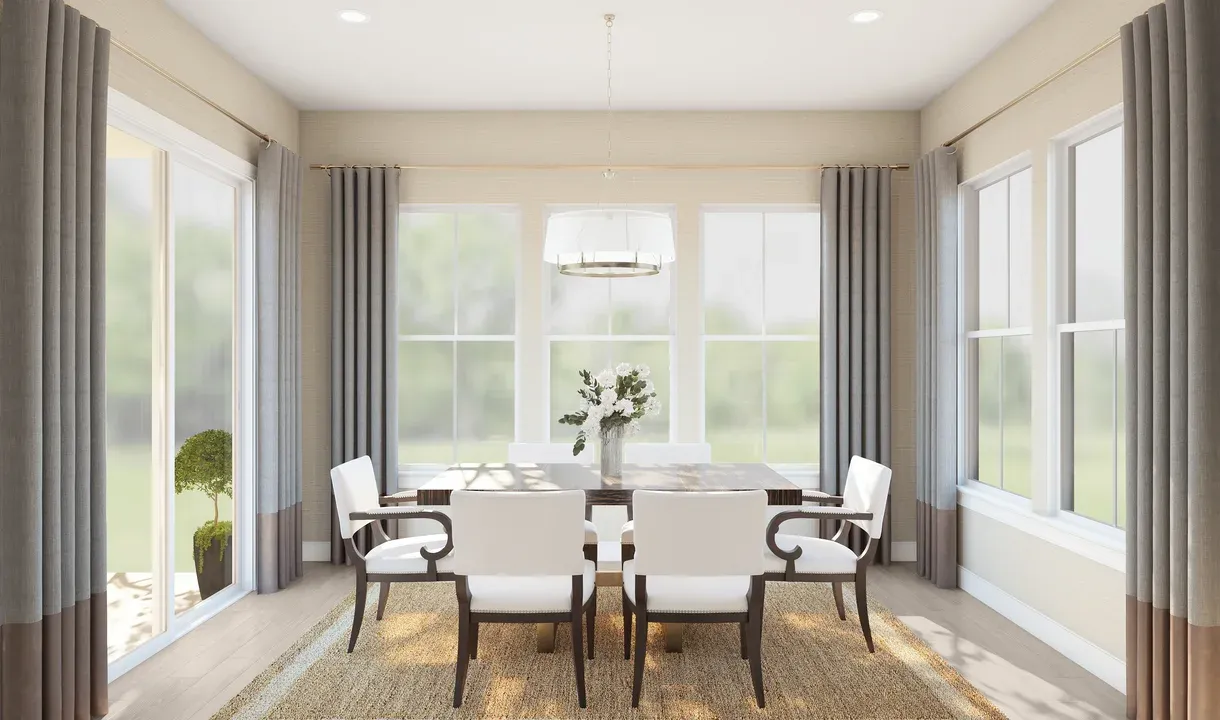 Dining area with chandelier