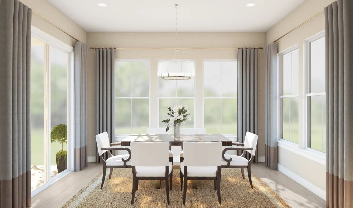 Dining area with chandelier