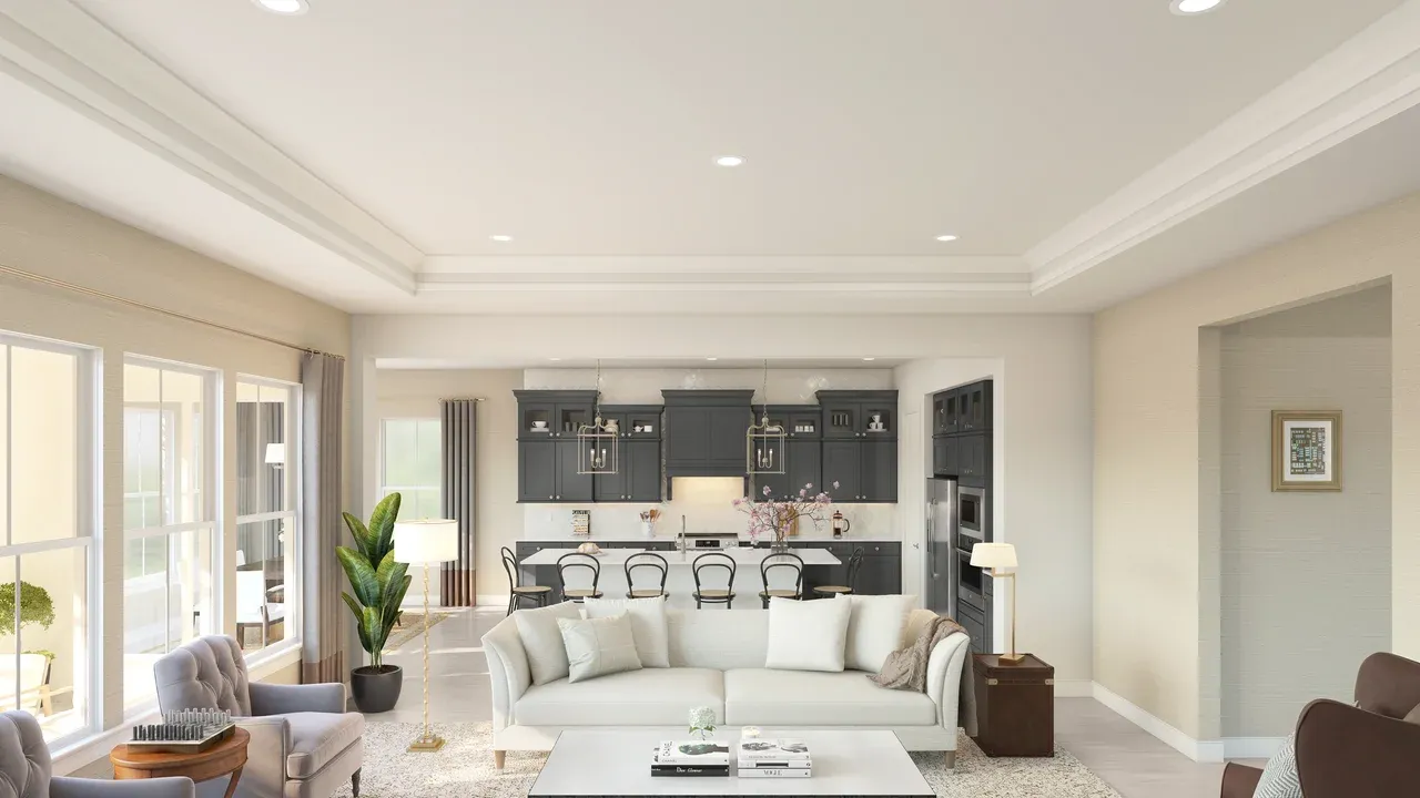 Great room with ceiling treatment