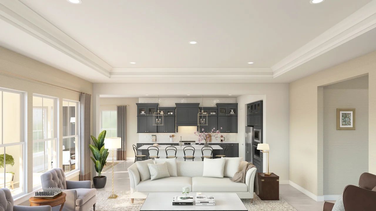 Great room with ceiling treatment