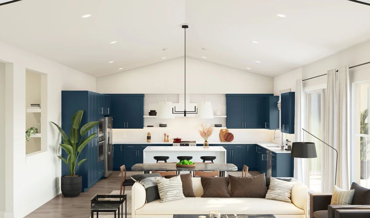 Great room with vaulted ceiling