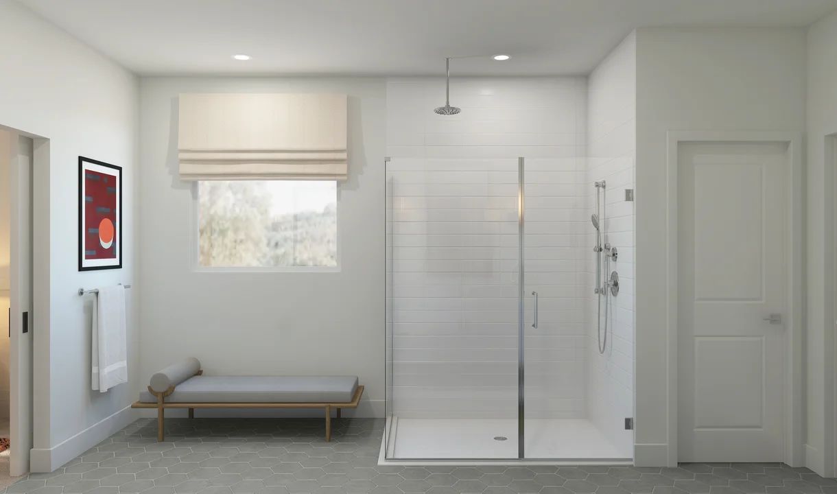 Glass shower enclosure in primary bath