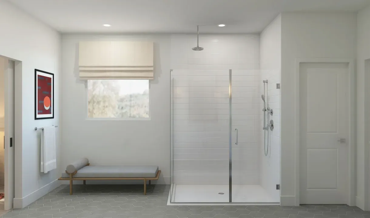 Glass shower enclosure in primary bath