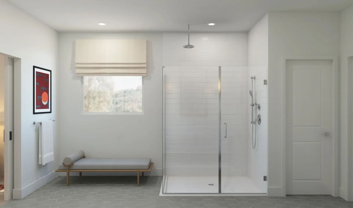 Glass shower enclosure in primary bath