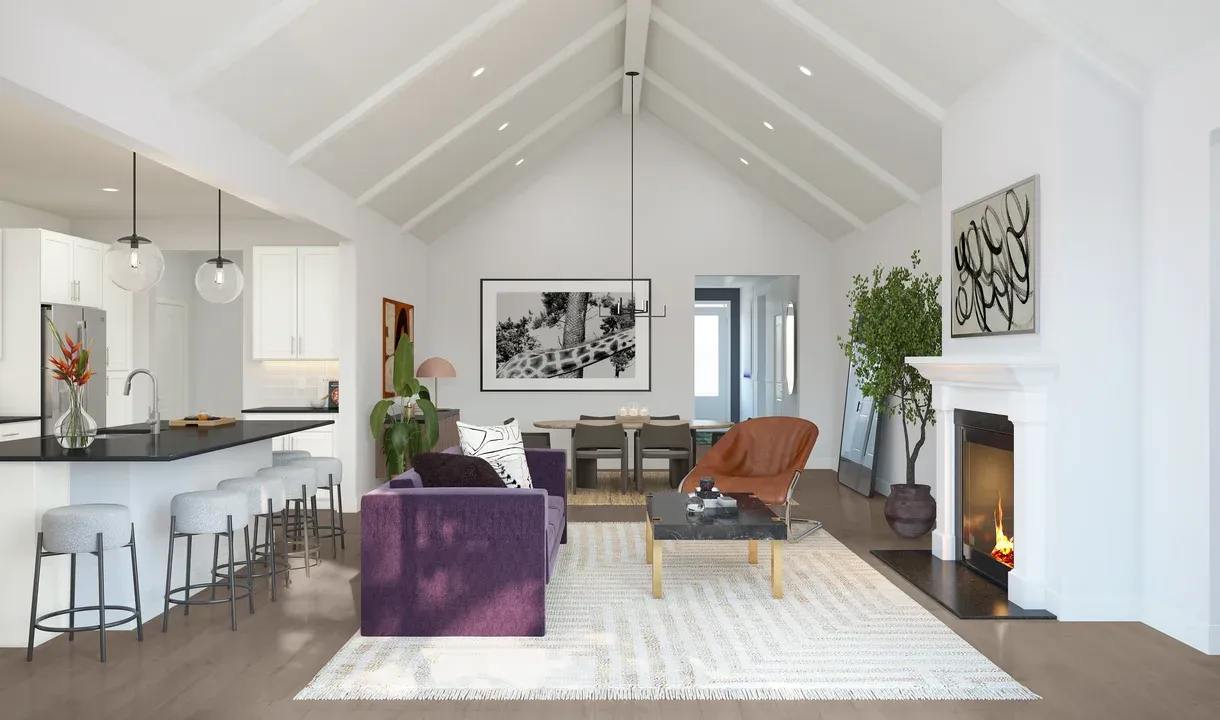 Fireplace and gorgeous flooring in the great room