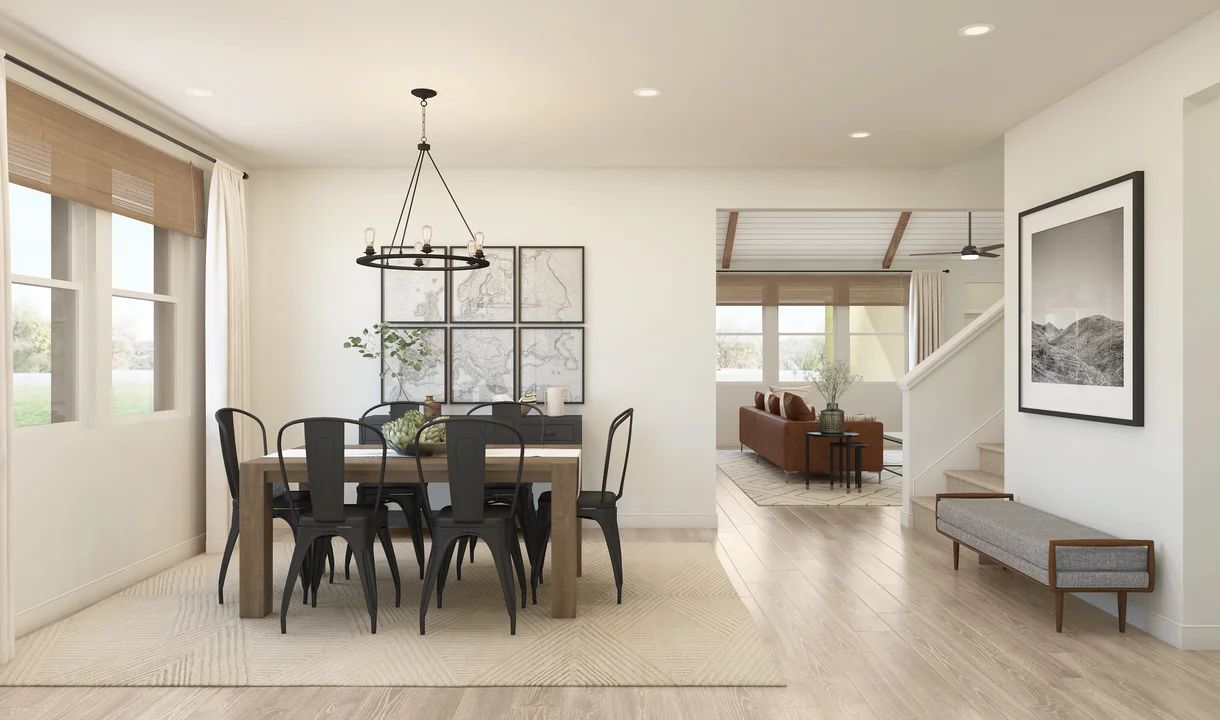 Dining room with luxurious wood flooring