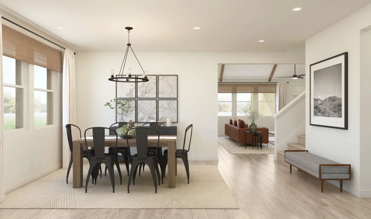 Dining room with luxurious wood flooring
