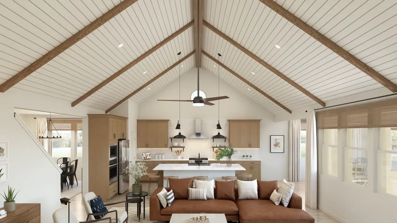 Vaulted ceiling in great room