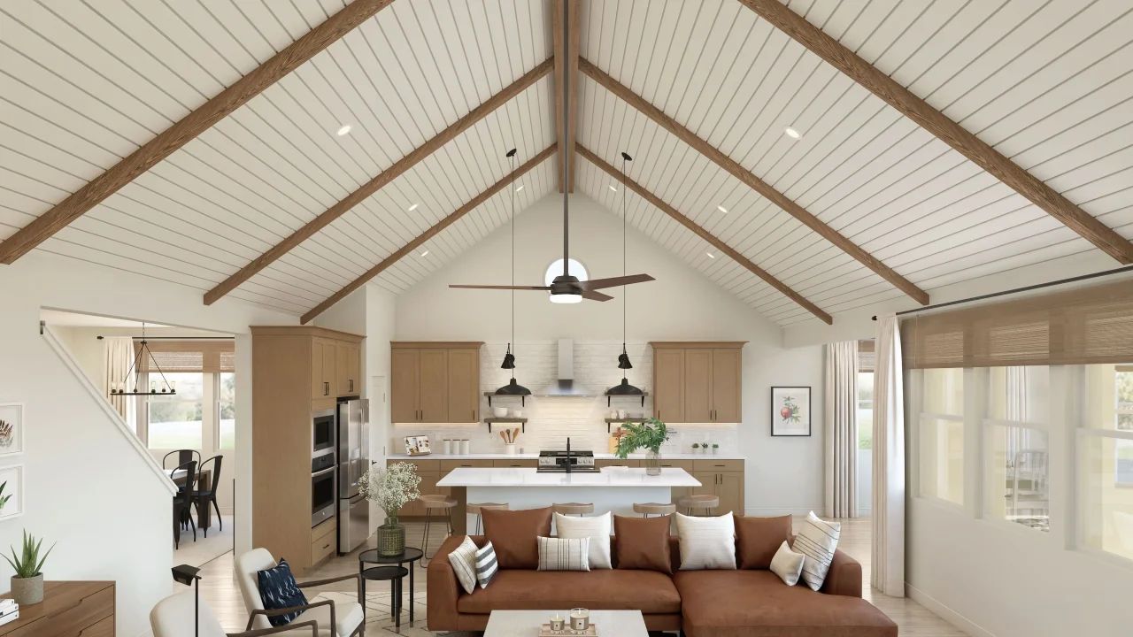 Vaulted ceiling in great room