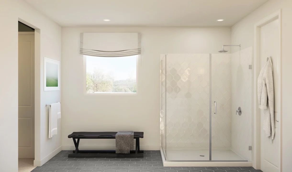 Primary bath glass shower enclosure
