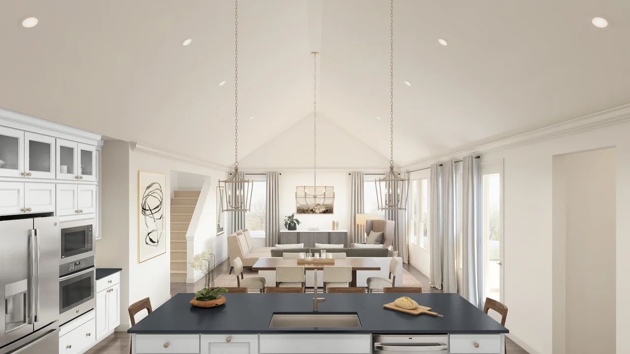 Vaulted ceiling throughout main living area