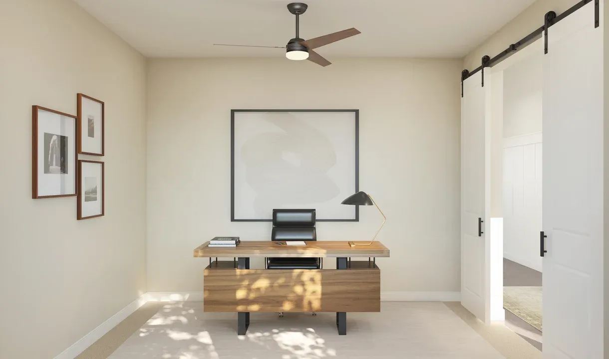 Private home office with double barn doors