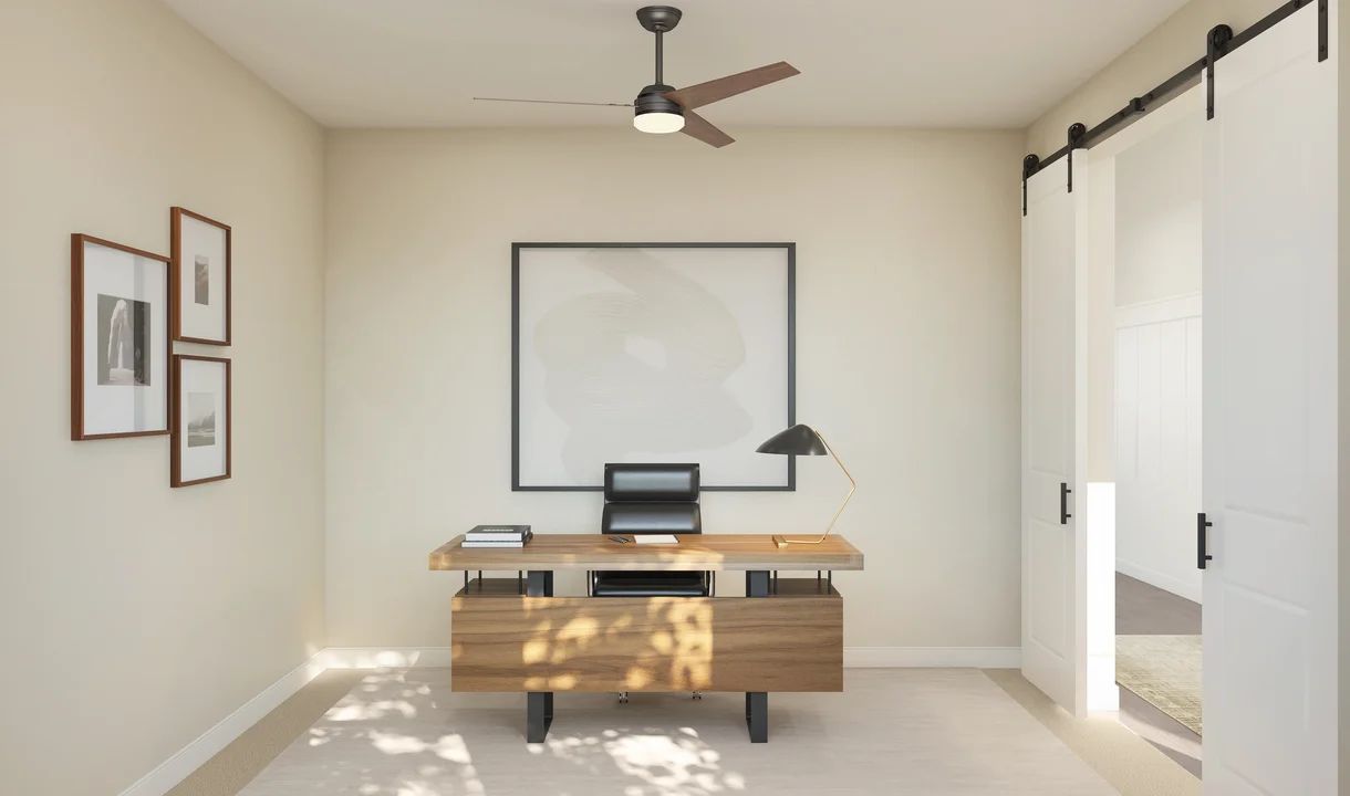 Private home office with double barn doors
