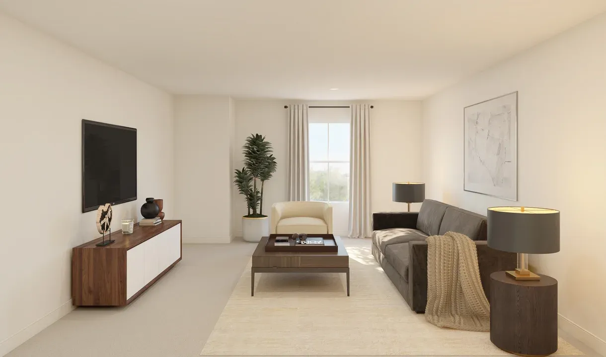 Media room off loft with plush carpeting