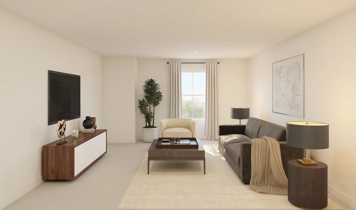 Media room off loft with plush carpeting