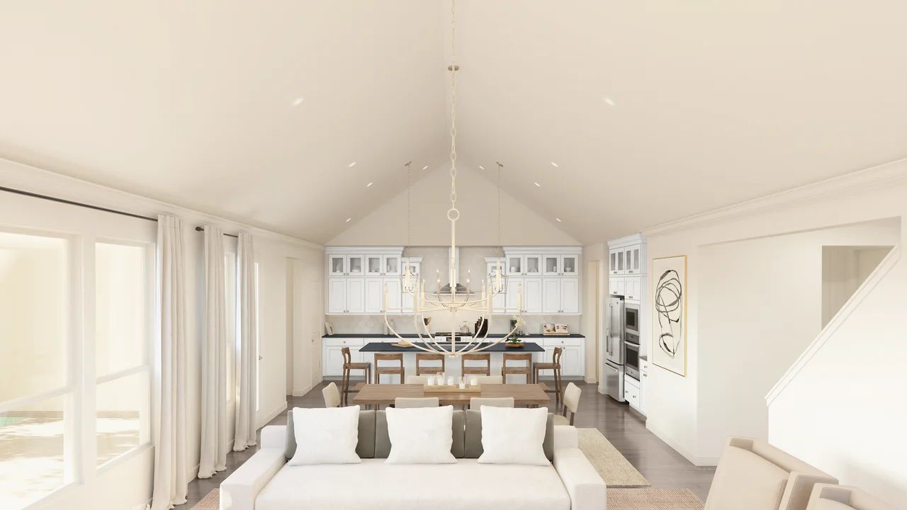 Vaulted ceiling in great room