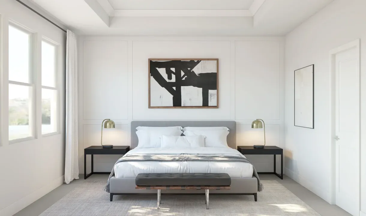 Primary suite with plush carpeting