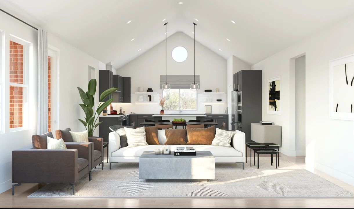 Vaulted ceiling in great room