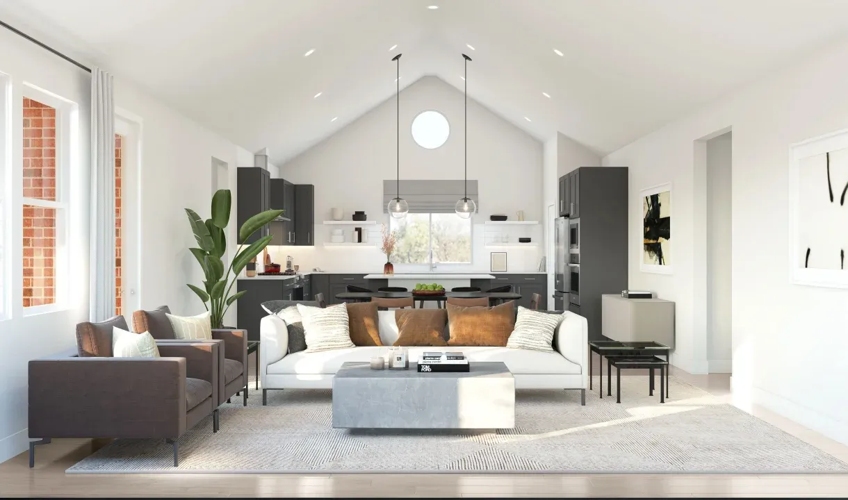 Vaulted ceiling in great room