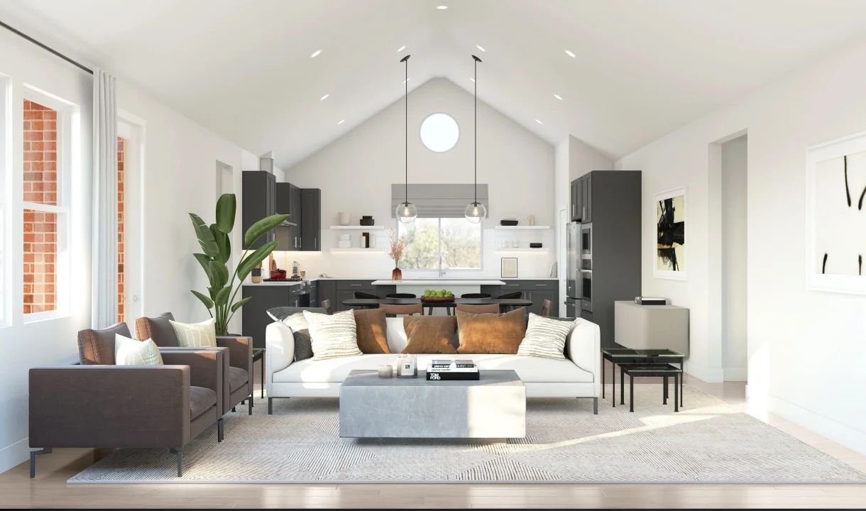 Vaulted ceiling in great room