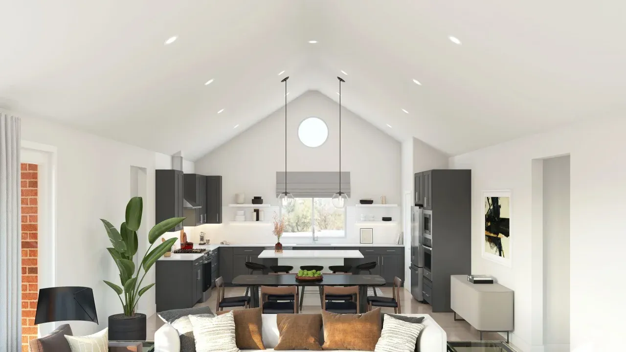First floor living with vaulted ceilings