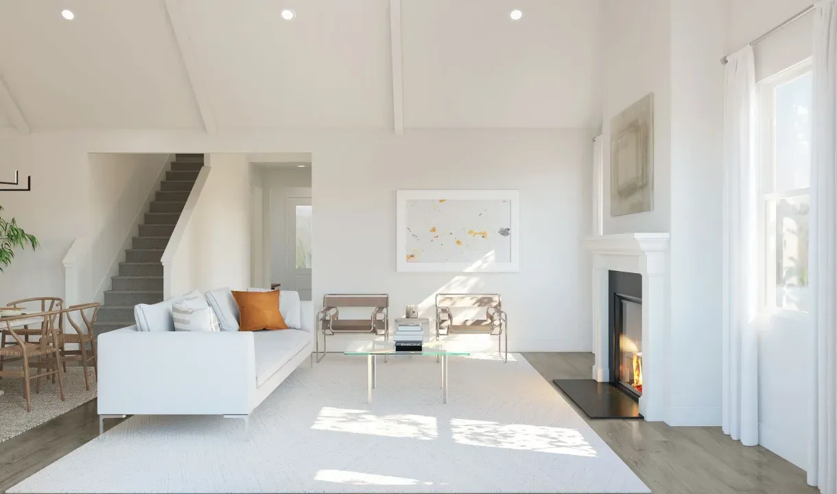 Great room with fireplace and vaulted ceiling