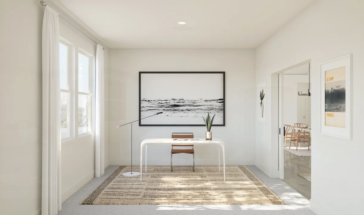 Home office with double barn doors