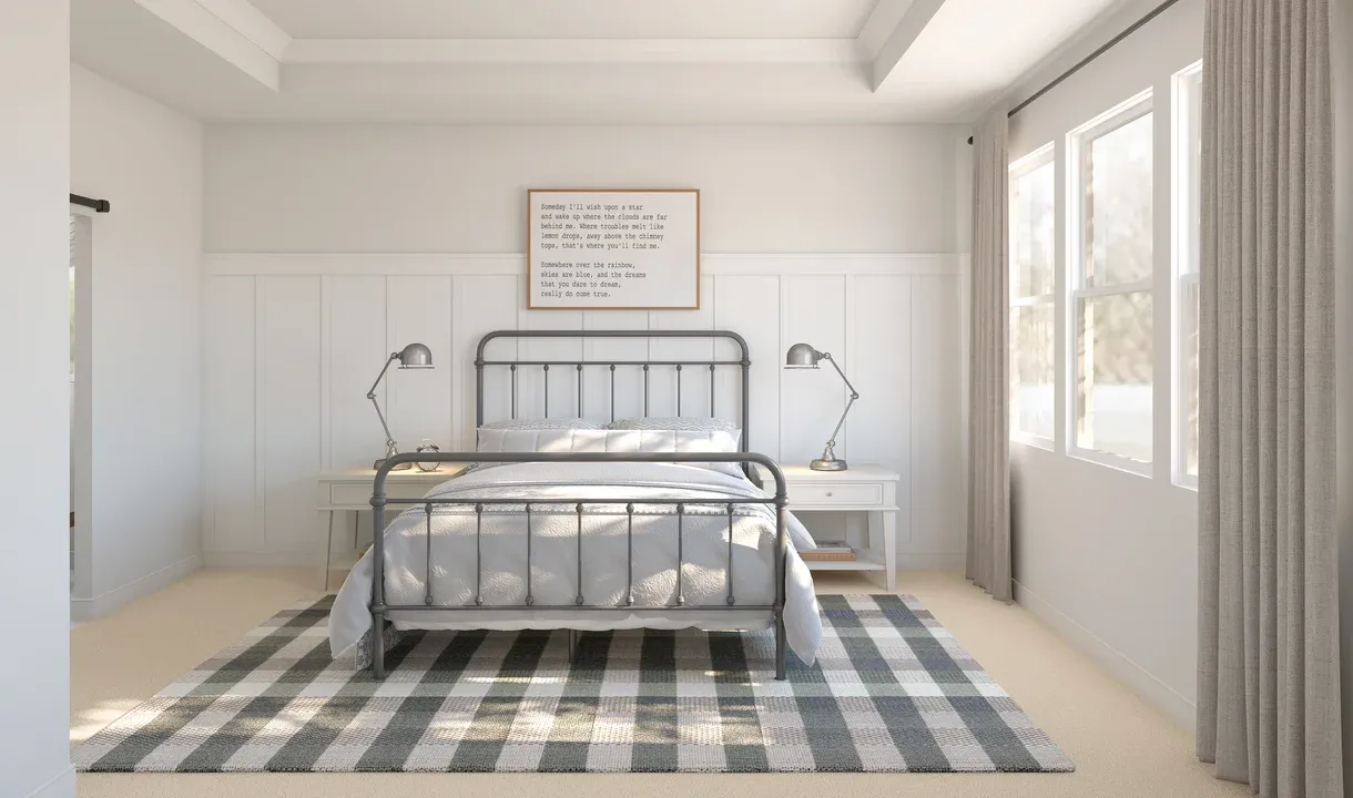 Primary suite with decorative feature wall