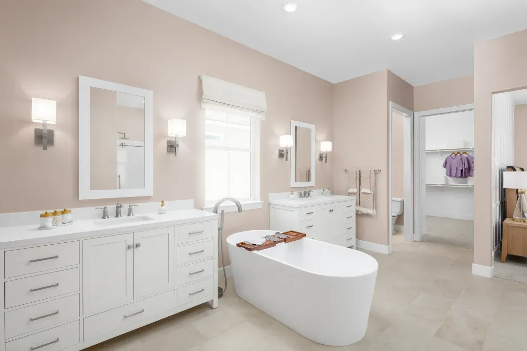 Primary bath with dual vanities