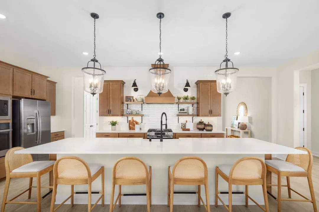 Kitchen with pendant lighting