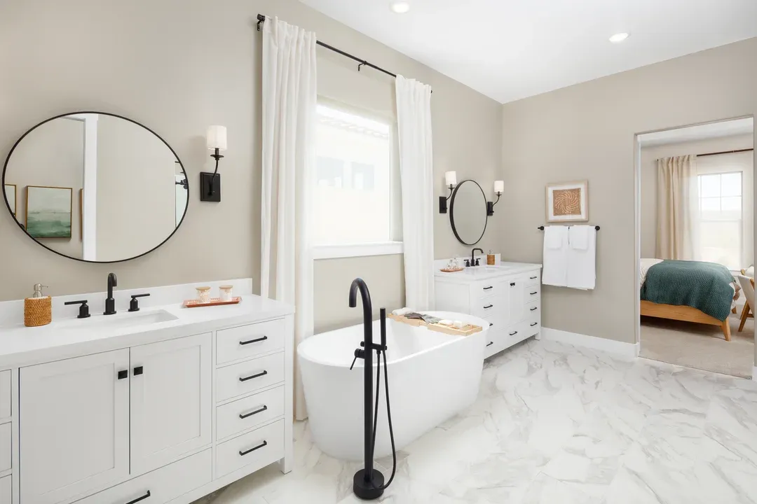 Primary bath with dual vanities