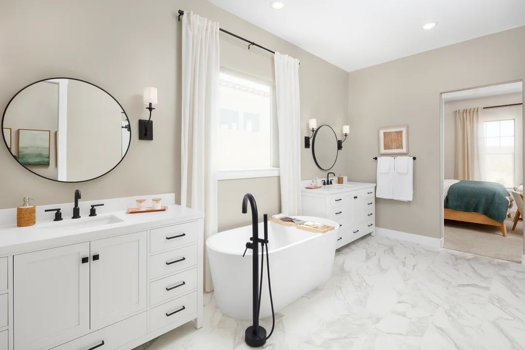 Primary bath with dual vanities