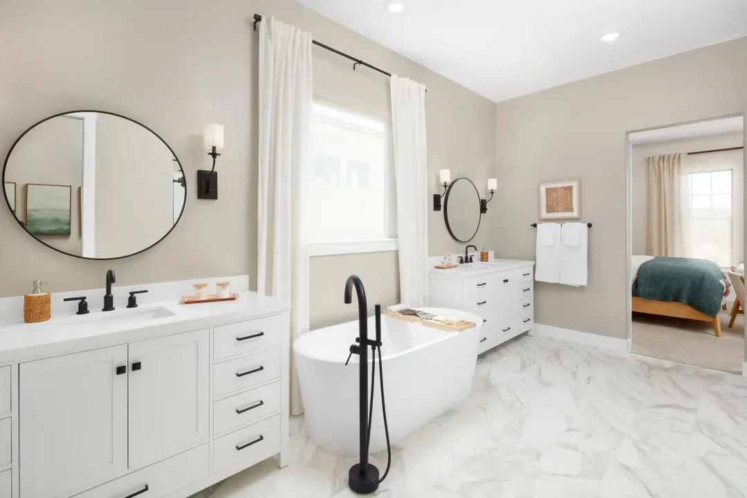 Primary bath with dual vanities