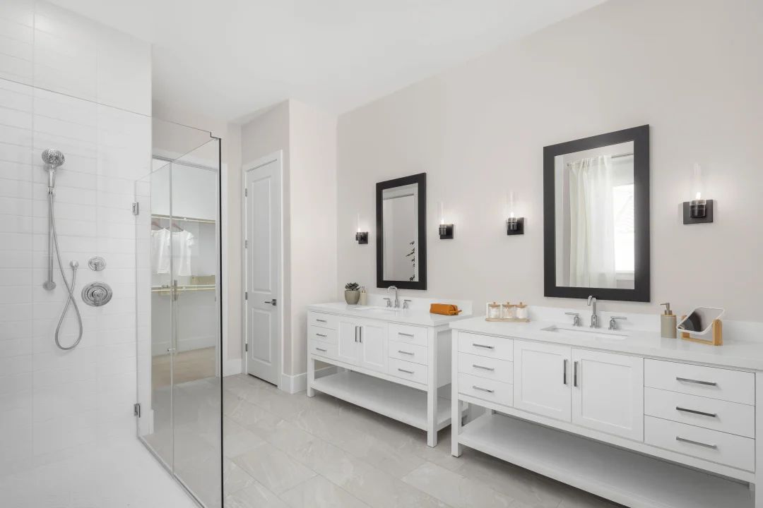 Primary bath with dual vanities
