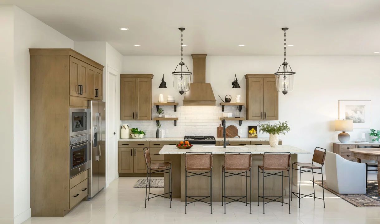 Kitchen with pendant lights