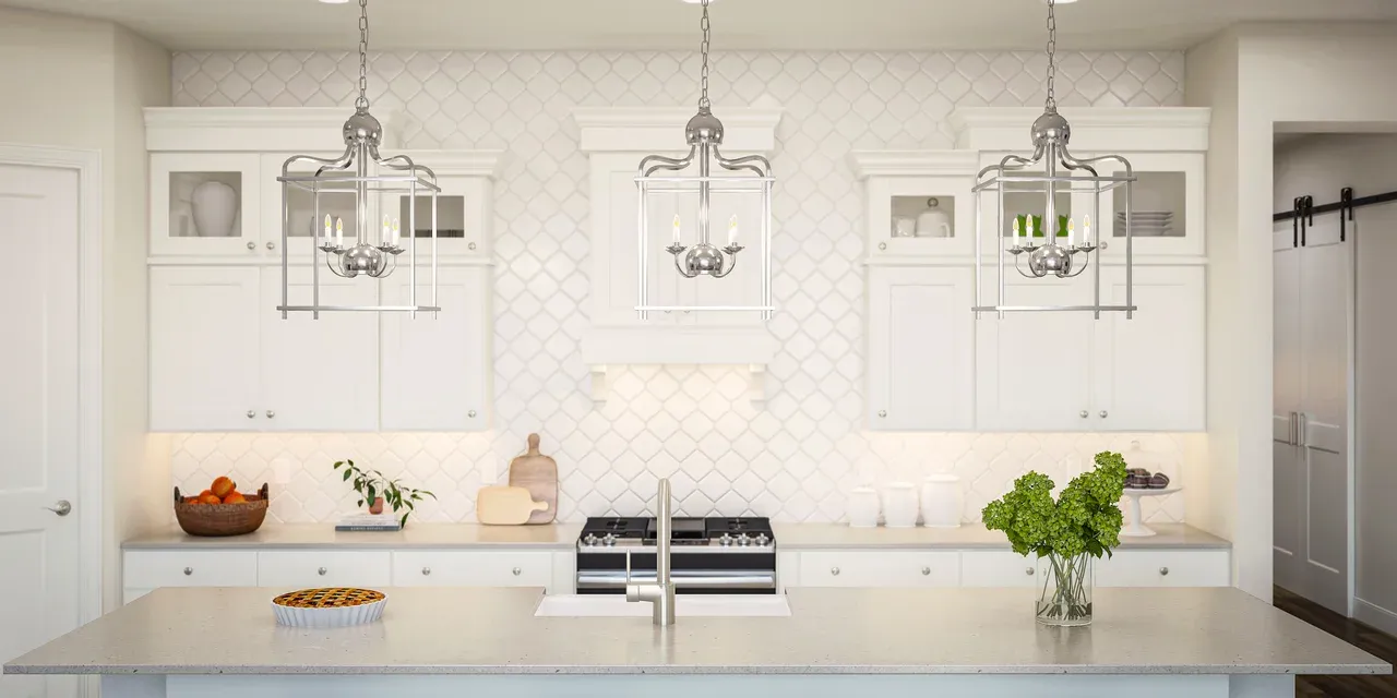 Kitchen with pendant lighting