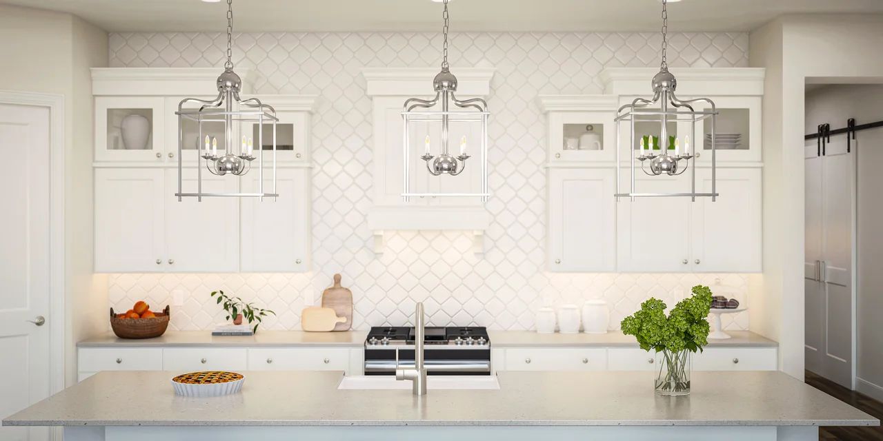 Kitchen with pendant lighting